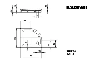 Kaldewei Duschwanne ZIRKON MIT WANNENTRÄGER Mod.501-2, 900x750mm,alpinweiß,PEFF,AS,m. Waschtisch – Bild 3