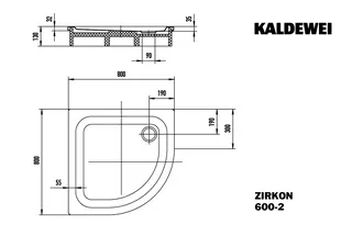 Kaldewei Duschwanne ZIRKON MIT WANNENTRÄGER Mod.600-2, 800x800mm,alpinweiß,PEFF,AS,m. Waschtisch – Bild 3