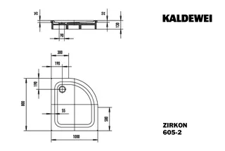 Kaldewei Duschwanne ZIRKON MIT WANNENTRÄGER Mod.605-2, 1000x800mm,pergamon,mit Wannenträger – Bild 3