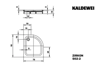 Kaldewei Duschwanne ZIRKON MIT WANNENTRÄGER Mod.502-2, 750x900mm,alpinweiß,PEFF,AS,m. Waschtisch – Bild 3