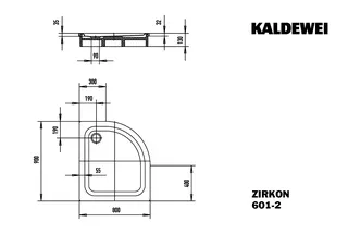Kaldewei Duschwanne ZIRKON MIT WANNENTRÄGER Mod.601-2, 800x900mm,alpinweiß,PEFF,AS,m. Waschtisch – Bild 3
