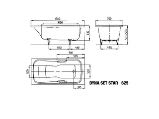 Kaldewei Badewanne DYNA SET STAR Mod.625,1500x750mm, pergamon – Bild 3