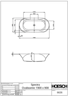 Hoesch Badewanne Spectra Oval 1900x900 weiß – Bild 2