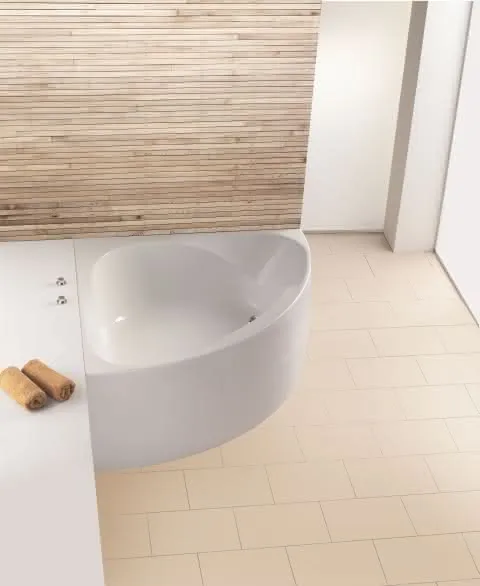 Hoesch Badewanne Spectra Eck 1400 mit angeformter Schürze, Weiß