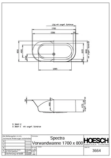 Hoesch Badewanne Spectra Vorwand 1700x800 mit angeformter Schürze, Weiß – Bild 2