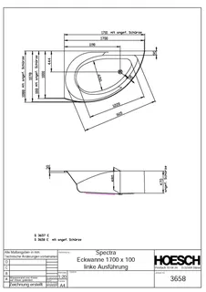 Hoesch Badewanne Spectra Eck 1700x1000 links mit angeformter Schürze, Weiß – Bild 2