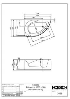 Hoesch Badewanne Spectra Eck 1700x1000 links mit loser Schürze, Weiß – Bild 2