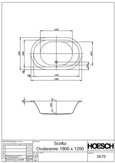 Hoesch Badewanne Scelta Oval 1900x1200 weiß – Bild 2