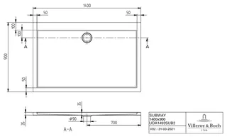 Villeroy & Boch Duschwanne Subway 1400x900x35mm Rechteck Weiß Alpin – Bild 4