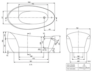 Villeroy & Boch Badewanne Aveo 1900x950x830mm Freistehend Weiß Alpin – Bild 3