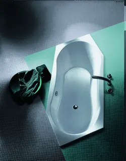 Koralle Badewanne T200 205 L Acryl 6eckig 2020x800x450 weiß Überlauf hinten
