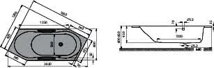 Koralle Badewanne T200 205 L Acryl 6eckig 2020x800x450 weiß Überlauf vorn – Bild 2