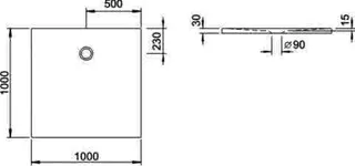 Koralle Duschwanne T400 100/100 Mineralguss quadratisch 1000x1000x15 weiß – Bild 5