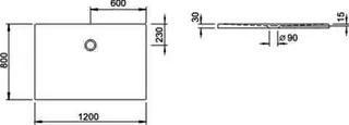 Koralle Duschwanne T400 120/80 Mineralguss rechteckig 800x1200x15 weiß – Bild 3