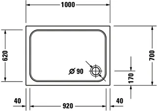 Duravit D-Code Duschwanne, Rechteckig, 1000x700x85 mm, Weiß, Sanitäracryl – Bild 3