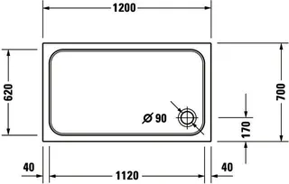 Duravit D-Code Duschwanne, Rechteckig, 1200x700x85 mm, Weiß, Sanitäracryl – Bild 3