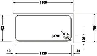 Duravit D-Code Duschwanne, Rechteckig, 1400x700x85 mm, Weiß, Sanitäracryl – Bild 3