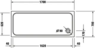 Duravit D-Code Duschwanne, Rechteckig, 1700x700x85 mm, Weiß, Sanitäracryl – Bild 3