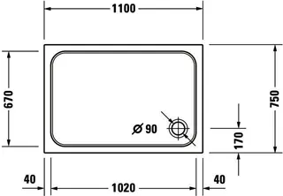 Duravit D-Code Duschwanne, Rechteckig, 1100x750x85 mm, Weiß, Sanitäracryl – Bild 3