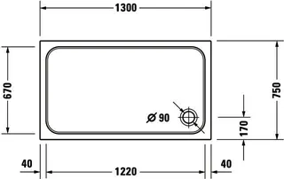 Duravit D-Code Duschwanne, Rechteckig, 1300x750x85 mm, Weiß, Sanitäracryl – Bild 3