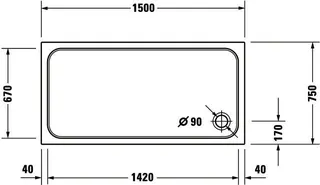 Duravit D-Code Duschwanne, Rechteckig, 1500x750x85 mm, Weiß, Sanitäracryl – Bild 3