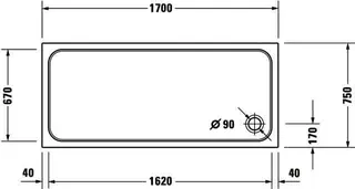 Duravit D-Code Duschwanne, Rechteckig, 1700x750x85 mm, Weiß, Sanitäracryl – Bild 3