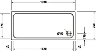 Duravit D-Code Duschwanne, Rechteckig, 1700x750x85 mm, Weiß, Sanitäracryl, Anti – Bild 2