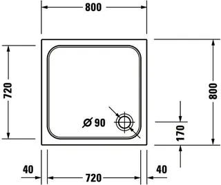 Duravit D-Code Duschwanne, Quadratisch, 800x800x85 mm, Weiß, Sanitäracryl – Bild 3