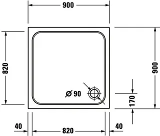 Duravit D-Code Duschwanne, Quadratisch, 900x900x85 mm, Weiß, Sanitäracryl – Bild 5