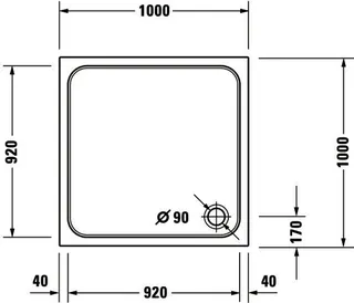 Duravit D-Code Duschwanne, Quadratisch, 1000x1000x85 mm, Weiß, Sanitäracryl – Bild 3