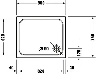 Duravit D-Code Duschwanne, Rechteckig, 900x750x85 mm, Weiß, Sanitäracryl, Antis – Bild 2