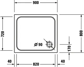 Duravit D-Code Duschwanne, Rechteckig, 900x800x85 mm, Weiß, Sanitäracryl – Bild 3