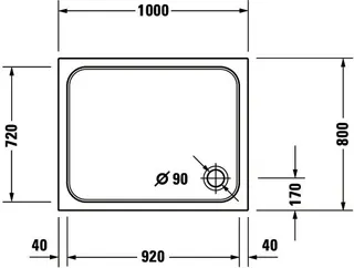 Duravit D-Code Duschwanne, Rechteckig, 1000x800x85 mm, Weiß, Sanitäracryl – Bild 3