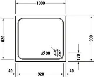 Duravit D-Code Duschwanne, Rechteckig, 1000x900x85 mm, Weiß, Sanitäracryl – Bild 3