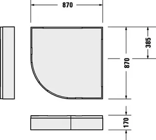Duravit D-Code Duschwanne Viertelkreis 900x900x85 mm Weiß Sanitäracryl Antislip – Bild 5
