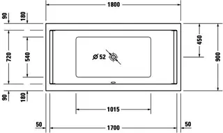 Duravit Starck Badewanne 1800x900 Einbau Mittelabl.,Rückenschr. 2 L/R, Weiß – Bild 3