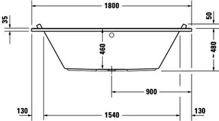Duravit Starck Badewanne 1800x900 Einbau Mittelabl.,Rückenschr. 2 L/R, Weiß – Bild 4