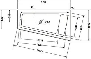 Duravit Paiova Badewanne Tpz 1700x1000 Einbau Angef.Acrylverkl. Rückens.1 Rechts Weiß – Bild 3