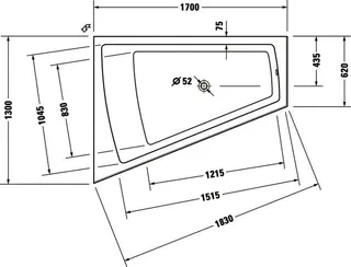 Duravit Paiova Badewanne Tpz 1700x1300 Einbau Angef.Acrylverkl.,Rückens.1 Links, Weiß – Bild 4