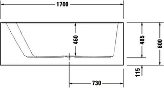Duravit Paiova Badewanne Tpz 1700x1300 Einbau Angef.Acrylverkl.,Rückens.1 Links, Weiß – Bild 5