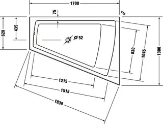 Duravit Paiova Badewanne Tpz 1700x1300 Einbau Angef.Acrylverkl. Rückens.1 Rechts Weiß – Bild 3