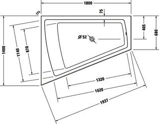 Duravit Paiova Badewanne Tpz 1800x1400 Einbau Angef.Acrylverkl.,Rückens.1 Links, Weiß – Bild 3