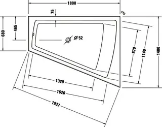 Duravit Paiova Badewanne Tpz 1800x1400 Einbau Angef.Acrylverkl. Rückens.1 Rechts Weiß – Bild 3