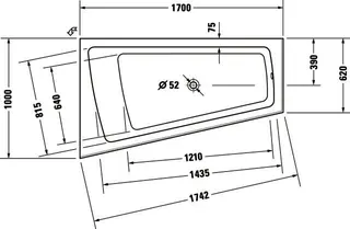Duravit Paiova Badewanne Tpz 1700x1000 Einbau Angef.Acrylverkl.,Rückens.1 Links, Weiß – Bild 3