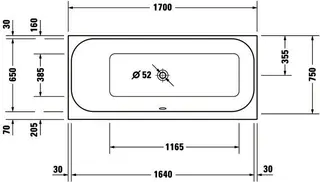 Duravit Happy D.2 Badewanne 1700x750 Einbauversion Rückenschr.1 Pos.L, Weiß – Bild 3