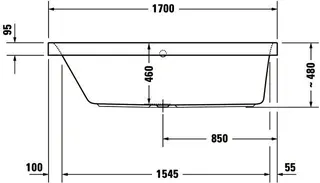 Duravit Happy D.2 Badewanne 1700x750 Einbauversion Rückenschr.1 Pos.L, Weiß – Bild 4