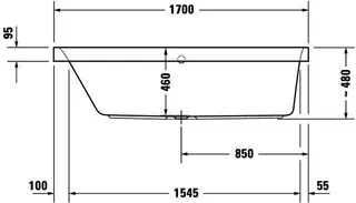 Duravit Happy D.2 Badewanne 1700x700 Einbauversion Rückenschr.1 Pos.L, Weiß – Bild 3