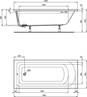 sanibel 1001-Acryl-Badewanne Körperform A14 1800x800x450mm weiß – Bild 2
