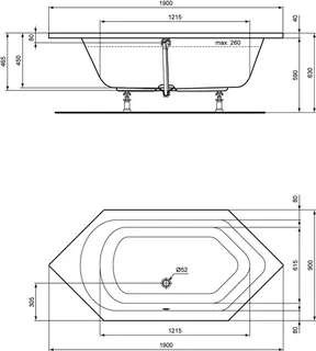 sanibel 1001-Acryl-Sechseckbadewanne A14 1900x900x450mm weiß – Bild 2
