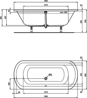 sanibel 1001-Acryl-Badewanne oval A14 1800x800x450mm weiß – Bild 2